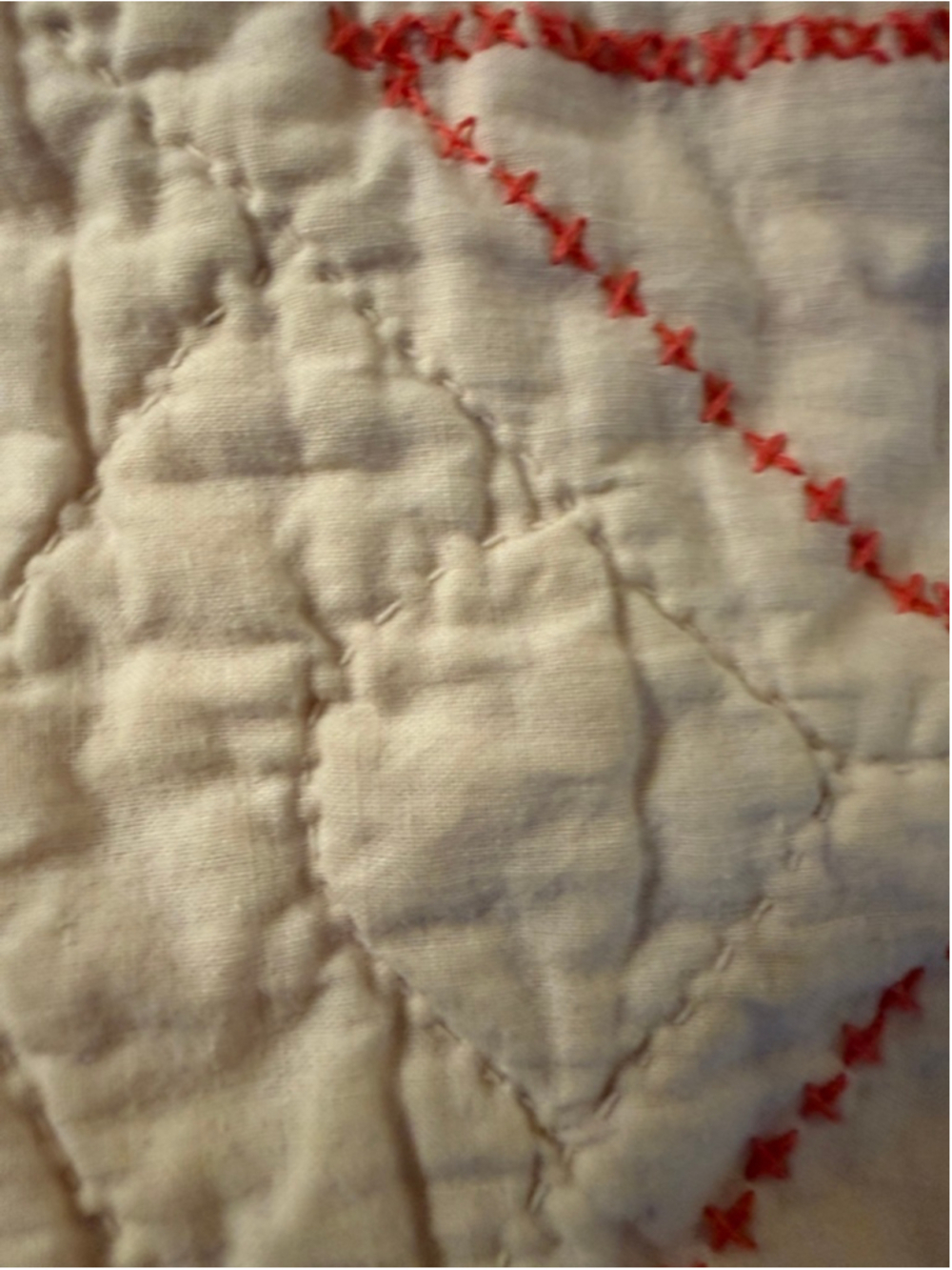 Vintage Handmade Quilt Hand Quilted Embroidered Floral Star 79x90 Full Queen Cot - Picture 6 of 13